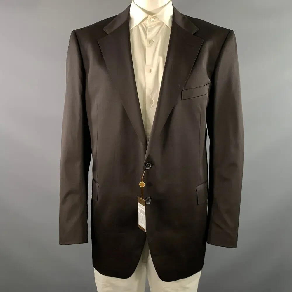 GUCCI Chest Size 52 Regular Brown Solid Wool Blend Notch Lapel Sport Coat